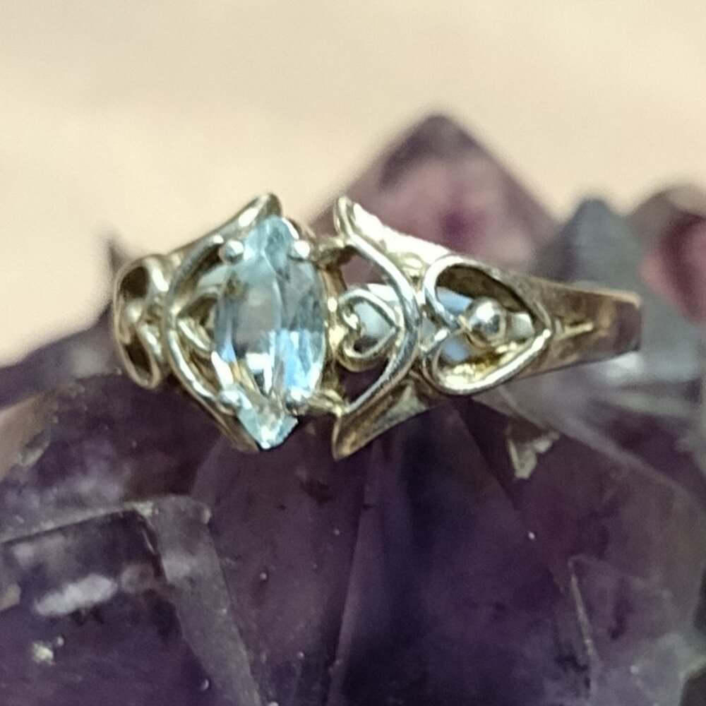 Blue Topaz Marquise Sterling Silver Ring